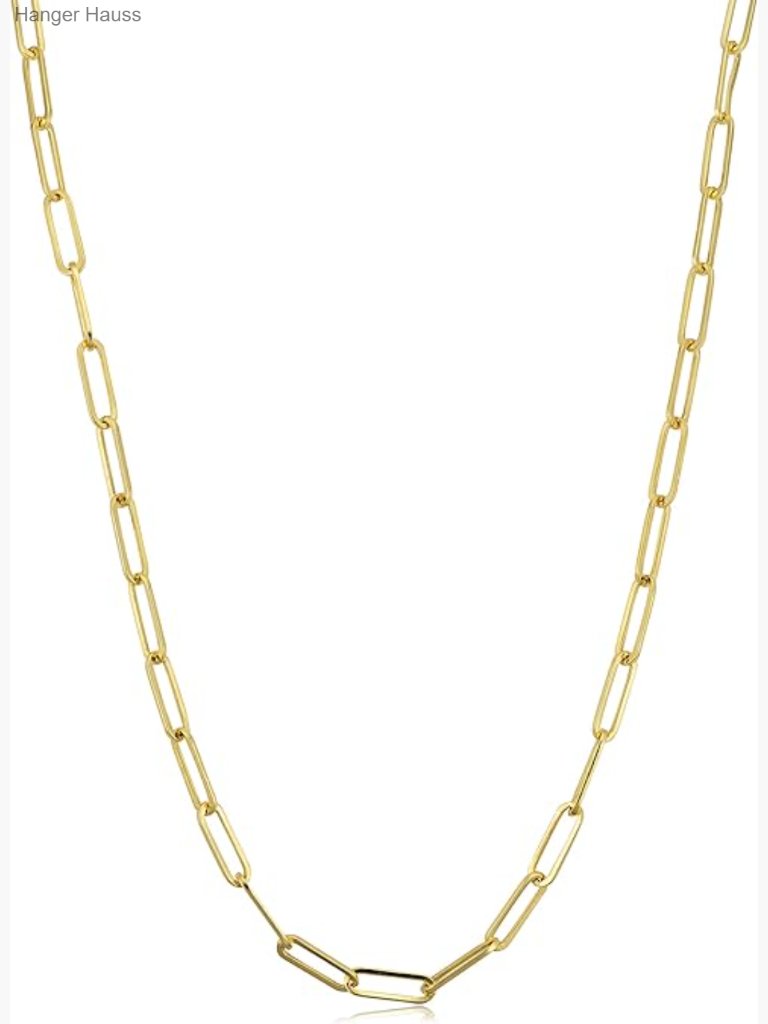 14k Yellow Gold Paperclip Chain Necklace 16 Inch Lobster Clasp